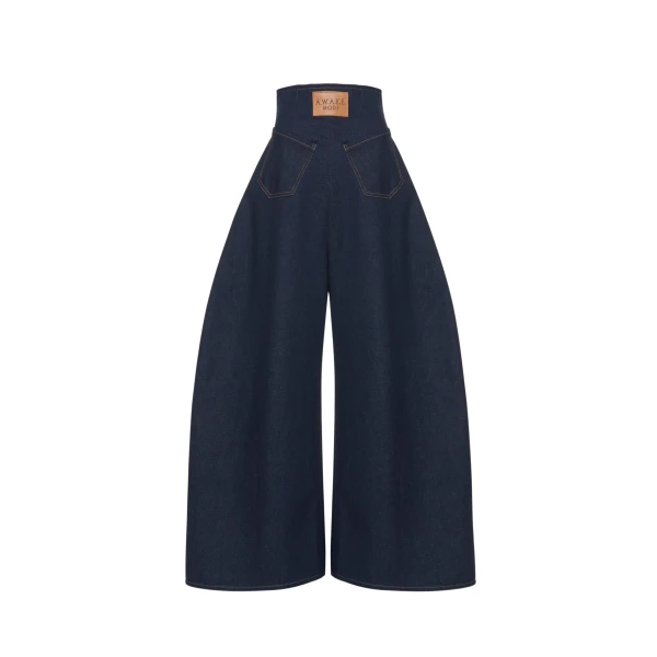 A.W.A.K.E. MODE Rounded Back To Front Jeans Indigo Rinse Wash - Pants - Conceptual Avant-Garde Fashion at Luxury Shoes 