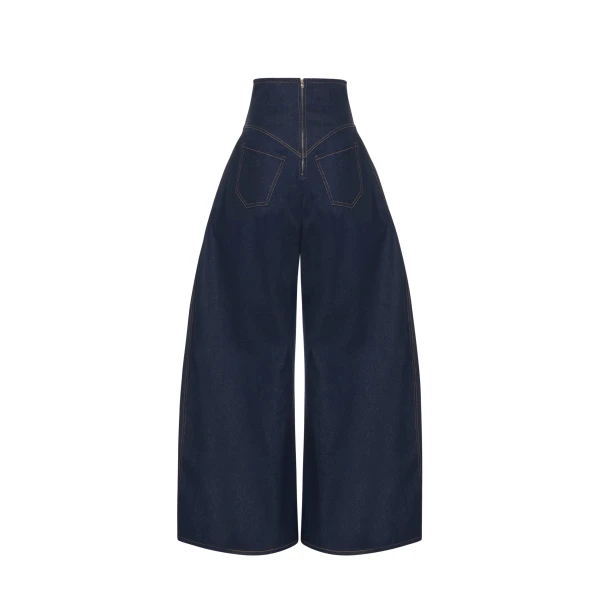 A.W.A.K.E. MODE Rounded Back To Front Jeans Indigo Rinse Wash - Pants - Conceptual Avant-Garde Fashion at Luxury Shoes 