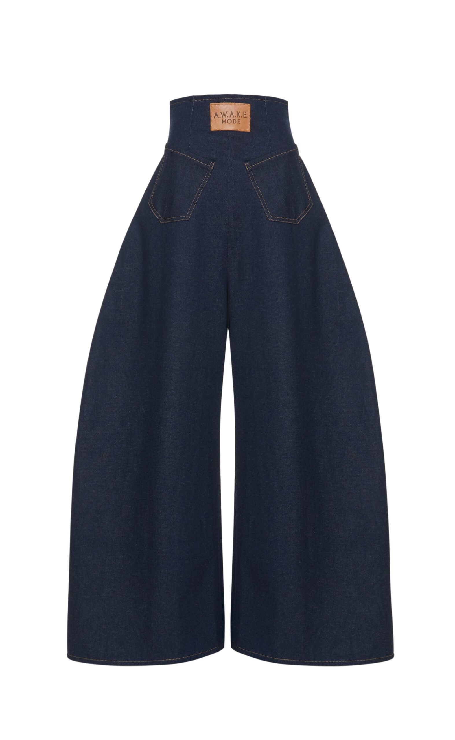 awake mode Pants A.W.A.K.E. MODE Rounded Back To Front Jeans Indigo Rinse Wash - Pants - Conceptual Avant-Garde Fashion at Luxury Shoes