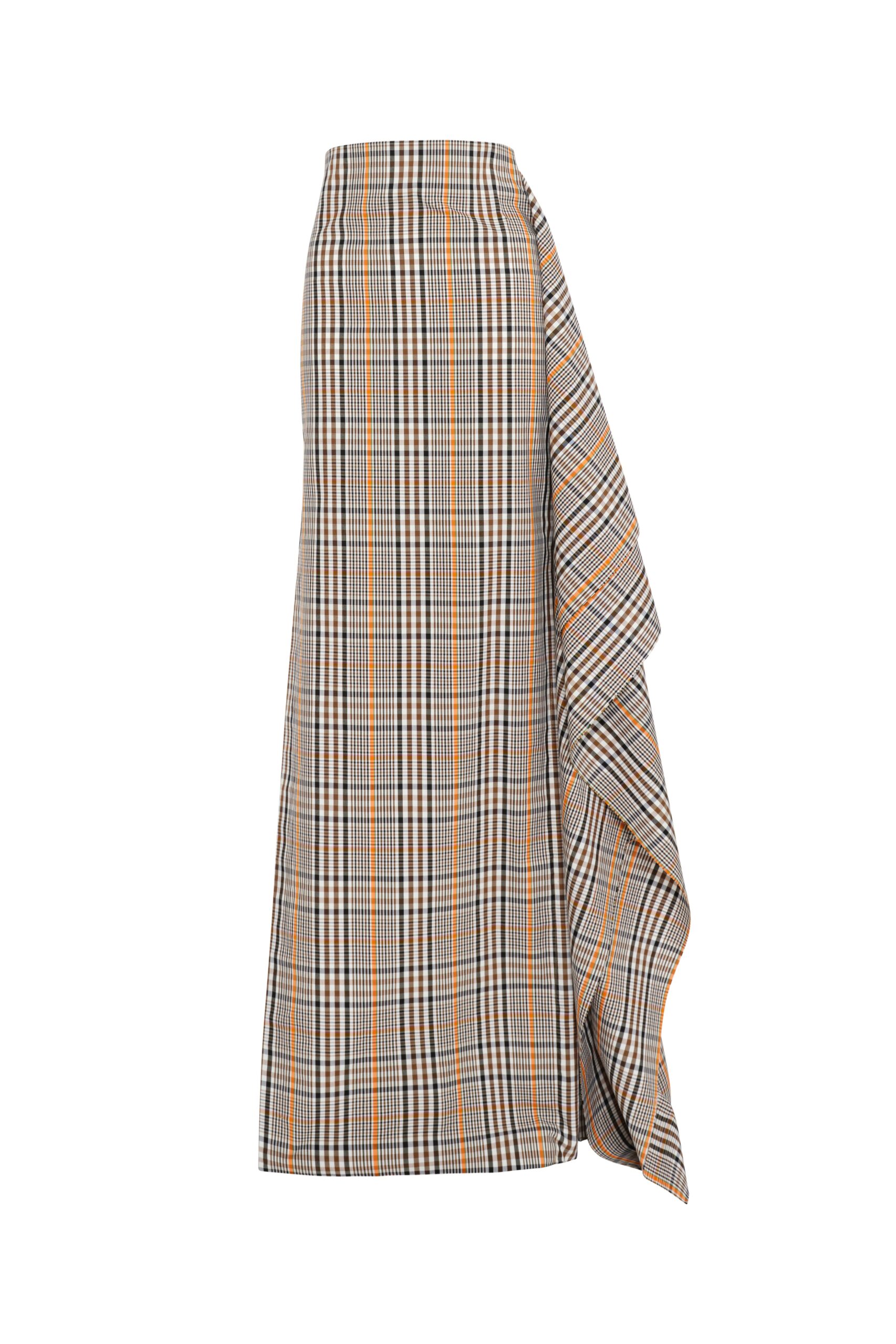 awake mode Skirts A.W.A.K.E. MODE Side Panel Pencil Skirt Brown Check - Skirts - Conceptual Avant-Garde Fashion at Luxury Shoes