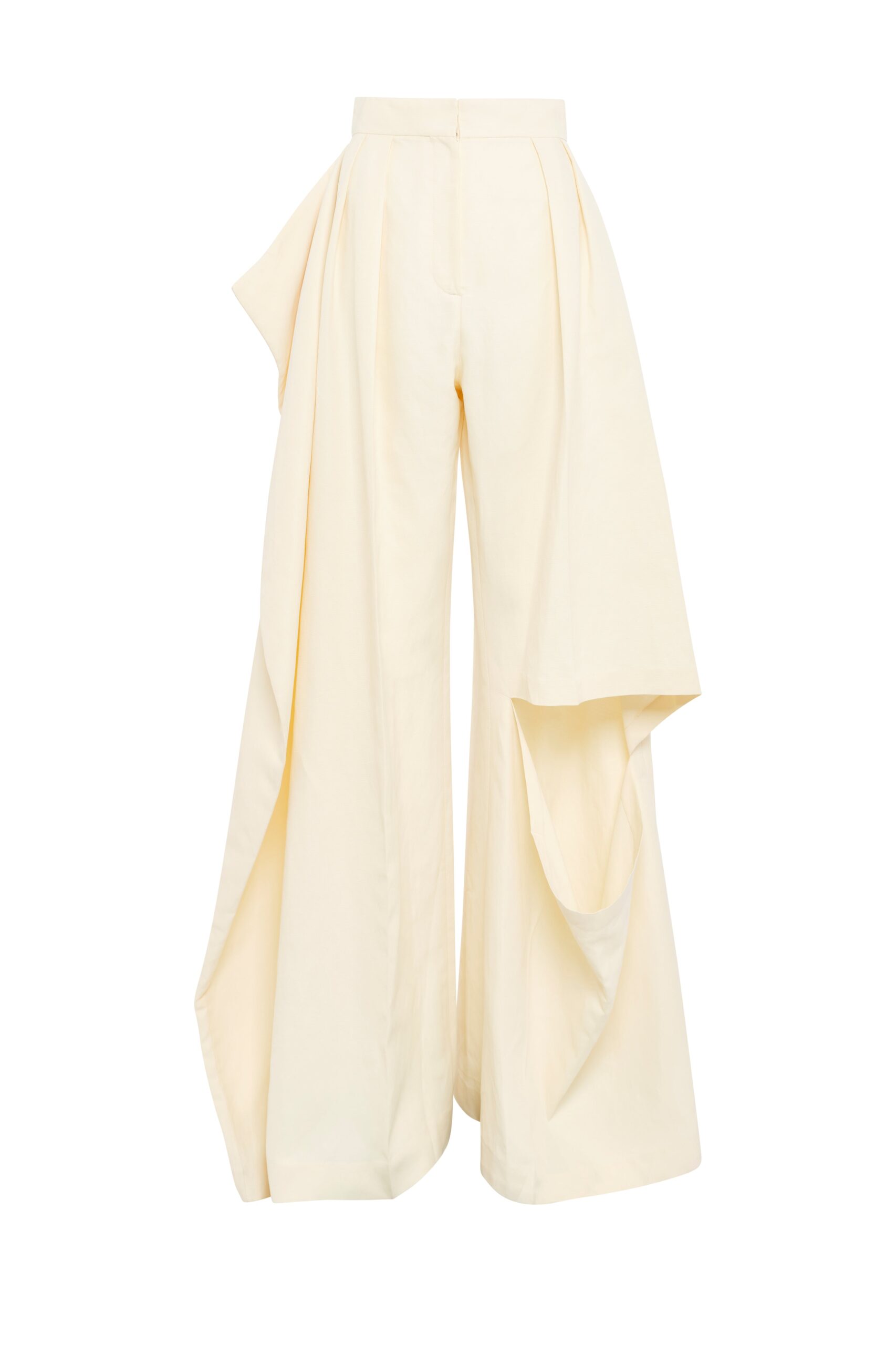 awake mode Pants A.W.A.K.E. MODE Slit Knee Trousers Ivory - Pants - Conceptual Avant-Garde Fashion at Luxury Shoes