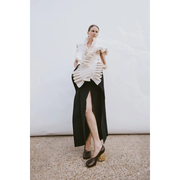 A.W.A.K.E. MODE Structural Top Ivory - Tops - Conceptual Avant-Garde Fashion at Luxury Shoes 