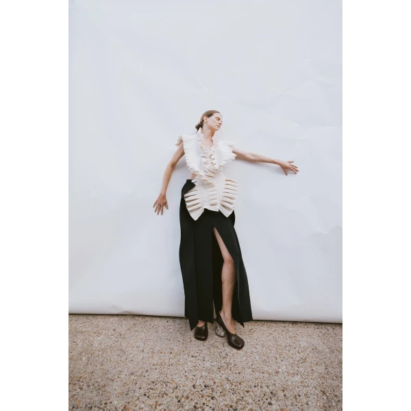A.W.A.K.E. MODE Structural Top Ivory - Tops - Conceptual Avant-Garde Fashion at Luxury Shoes 