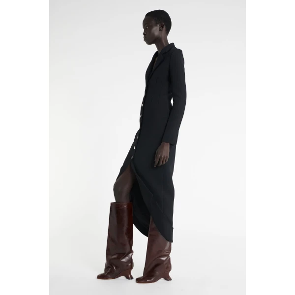 A.W.A.K.E. MODE Tailored Shirt Dress With Jacket Collar At Hem Black - Dresses - Conceptual Avant-Garde Fashion at Luxury Shoes 