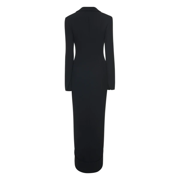 A.W.A.K.E. MODE Tailored Shirt Dress With Jacket Collar At Hem Black - Dresses - Conceptual Avant-Garde Fashion at Luxury Shoes 