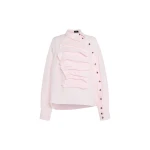 A.W.A.K.E. MODE Voluminous Bib-Front Shirt Pale Pink - Tops - Conceptual Avant-Garde Fashion at Luxury Shoes 