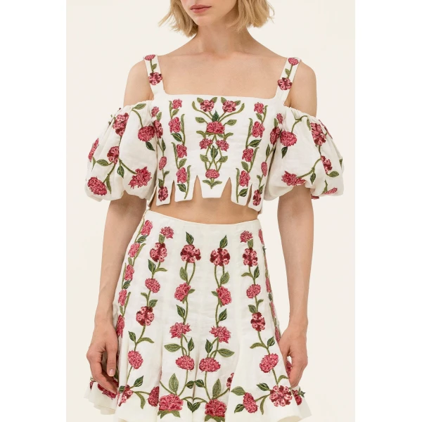 Agua by Agua Bendita Epoca Quebrada Cropped Top - Agua By Agua Bendita Tops - Artisanal Colombian Resort Wear at Luxury Shoes 