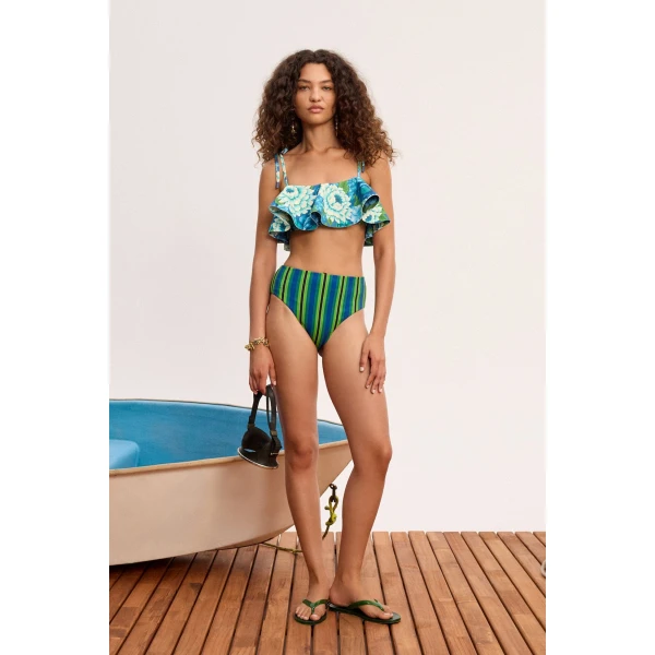 Alemais Margo Ruffle Top  Sustainable Tops with Alemais print -  Luxury Handbags Australian Designer