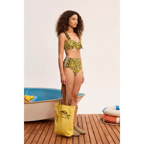 Alemais Mona High Waist Brief  Sustainable Beachwear with Alemais print -  Luxury Handbags Australian Designer