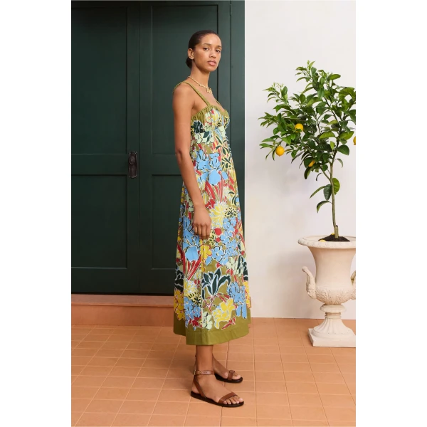 Alemais Solstice Midi Dress  Sustainable Dresses with Alemais print -  Luxury Handbags Australian Designer