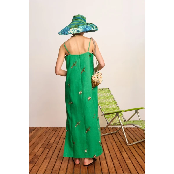 Alemais Wanda Embroidered Midi Dress  Sustainable Dresses with Alemais print -  Luxury Handbags Australian Designer