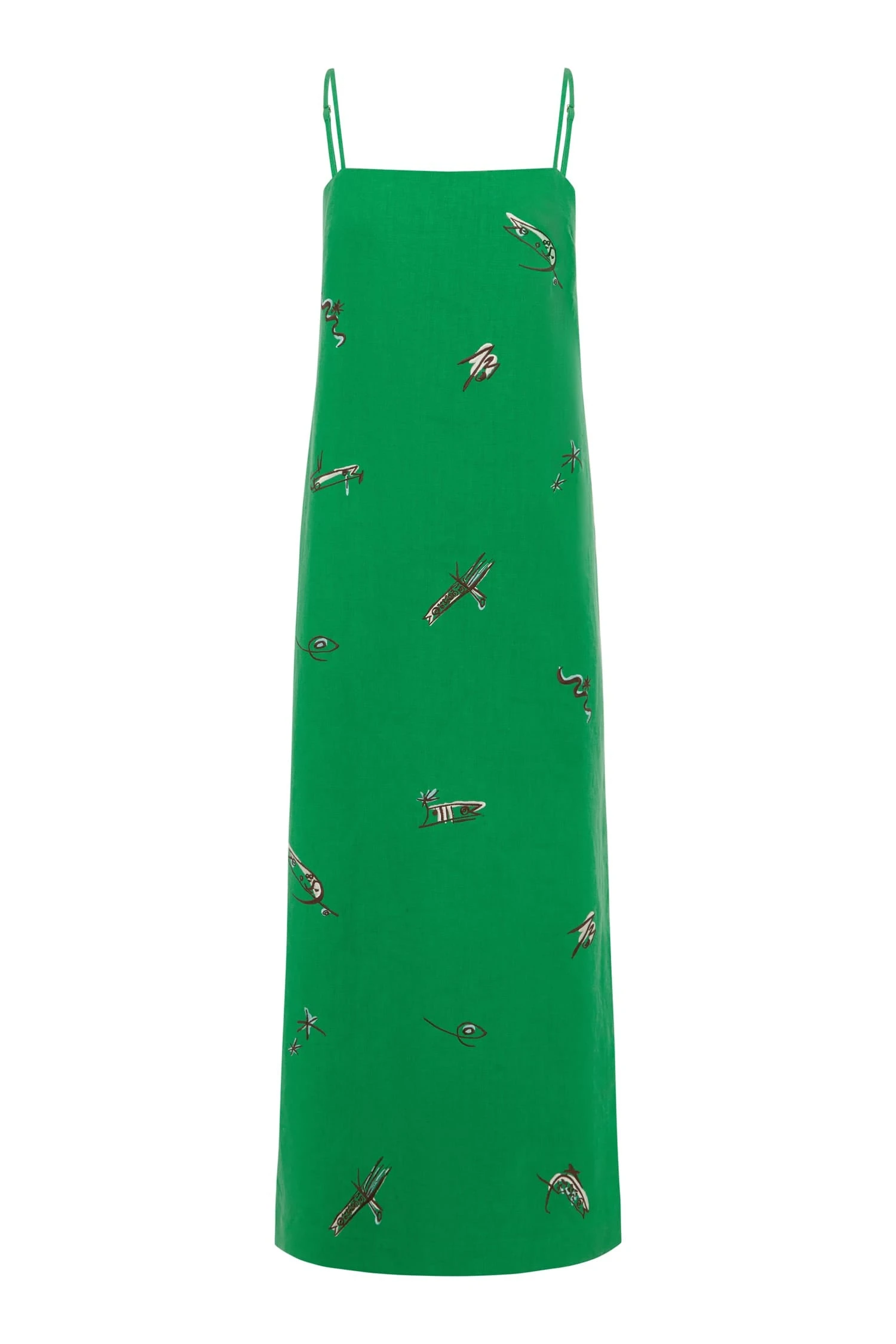 Wanda Embroidered Midi Dress by Alemais - Dresses Alemais Wanda Embroidered Midi Dress Sustainable Dresses with Alemais print - Luxury Handbags Australian Designer