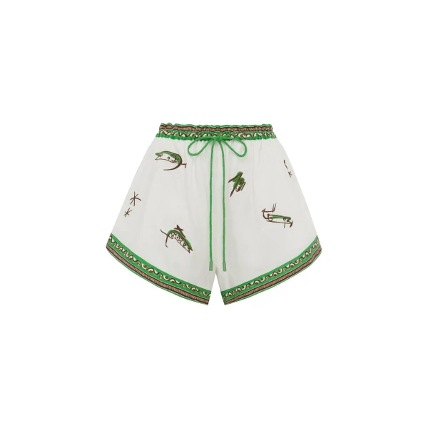 Alemais Wanda Embroidered Short  Sustainable Shorts with Alemais print -  Luxury Handbags Australian Designer