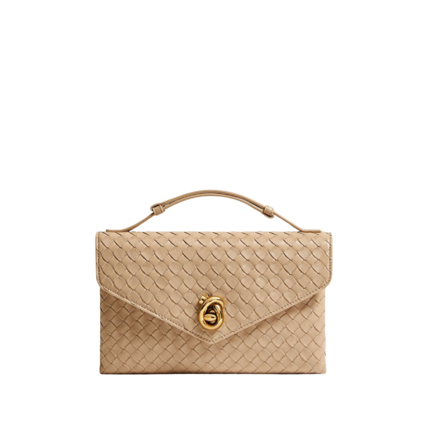 Khaite Women's Knot Lock in Shore - Beige Clutch Bags - The Lotus Tote Bag - Shop at Luxury Shoes 