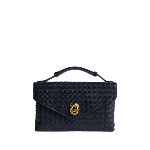 Khaite Women's Knot Lock in Midnight - Blue Clutch Bags - The Lotus Tote Bag - Shop at Luxury Shoes 