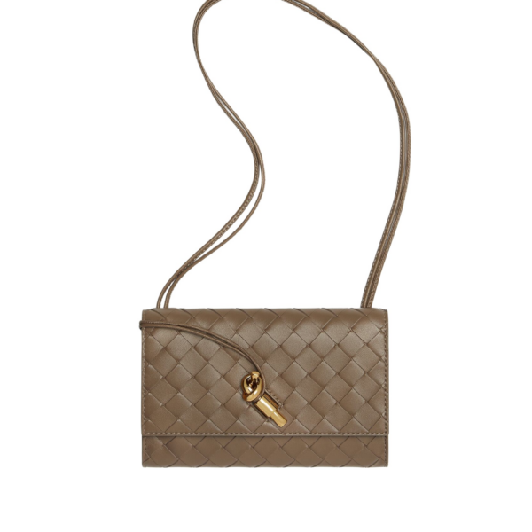 Khaite Women's Andiamo Pouch On Strap in Pinecone - Brown Shoulder & Crossbody Bags - The Lotus Tote Bag - Shop at Luxury Shoes 