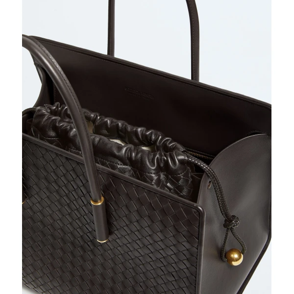 Khaite Women's Barbara Tote in Espresso - Brown Totes & Top-Handle Bags - The Lotus Tote Bag - Shop at Luxury Shoes 