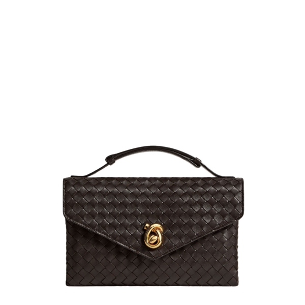 Khaite Women's Knot Lock in Fondant - Brown Clutch Bags - The Lotus Tote Bag - Shop at Luxury Shoes 