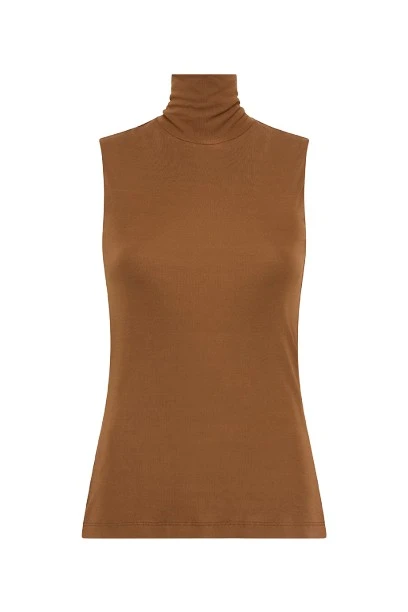 Carla-Zampatti-Cognac-Matte-Jersey-Polo56576_nobg Carla Zampatti Tops