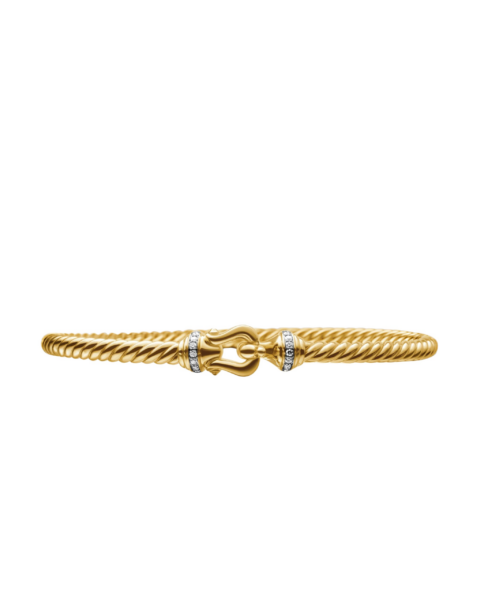 David Yurman Buckle Cablespira® Bracelet in 18K Yellow Gold with Diamonds