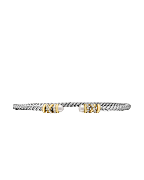 David Yurman Petite Helena Classic Cable Bracelet in Sterling Silver with 18K Yellow Gold