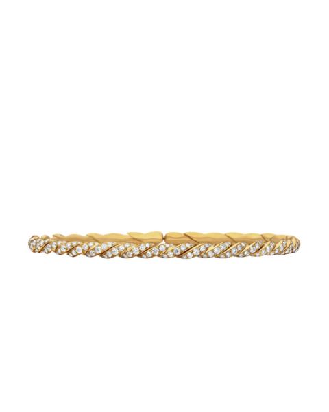 David Yurman Sculpted Cable Flex Bracelet in 18K Yellow Gold with Diamonds