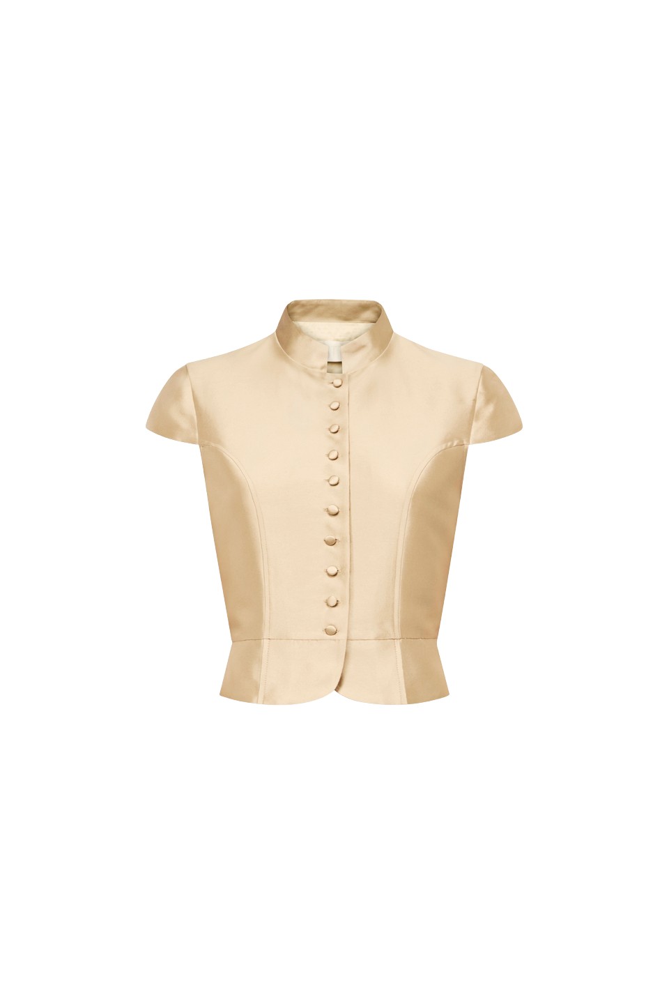 Destree-Beige-Satin-Sleeveless-Jacket12522_nobg Destree Beige Satin Sleeveless Jacket - Destree - Graphic Parisian Fashion - Shop at Luxury Shoes
