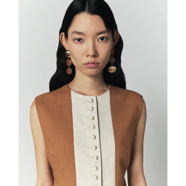 Destree Camel Sleeveless Top - Destree - Graphic Parisian Fashion - Shop at Luxury Shoes 