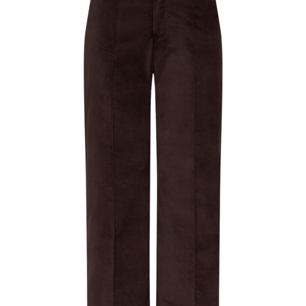 Destree Dark Brown Velvet Straight Pants - Destree - Graphic Parisian Fashion - Shop at Luxury Shoes 