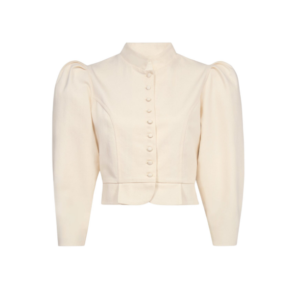 Destree Denim Ecru Puff Sleeve Jacket - Destree - Graphic Parisian Fashion - Shop at Luxury Shoes 