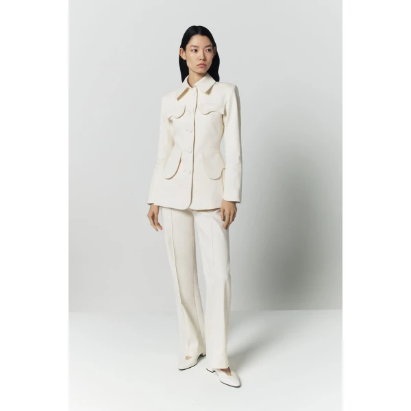 Destree Denim Ecru Utility Button-Front Jacket - Destree - Graphic Parisian Fashion - Shop at Luxury Shoes 