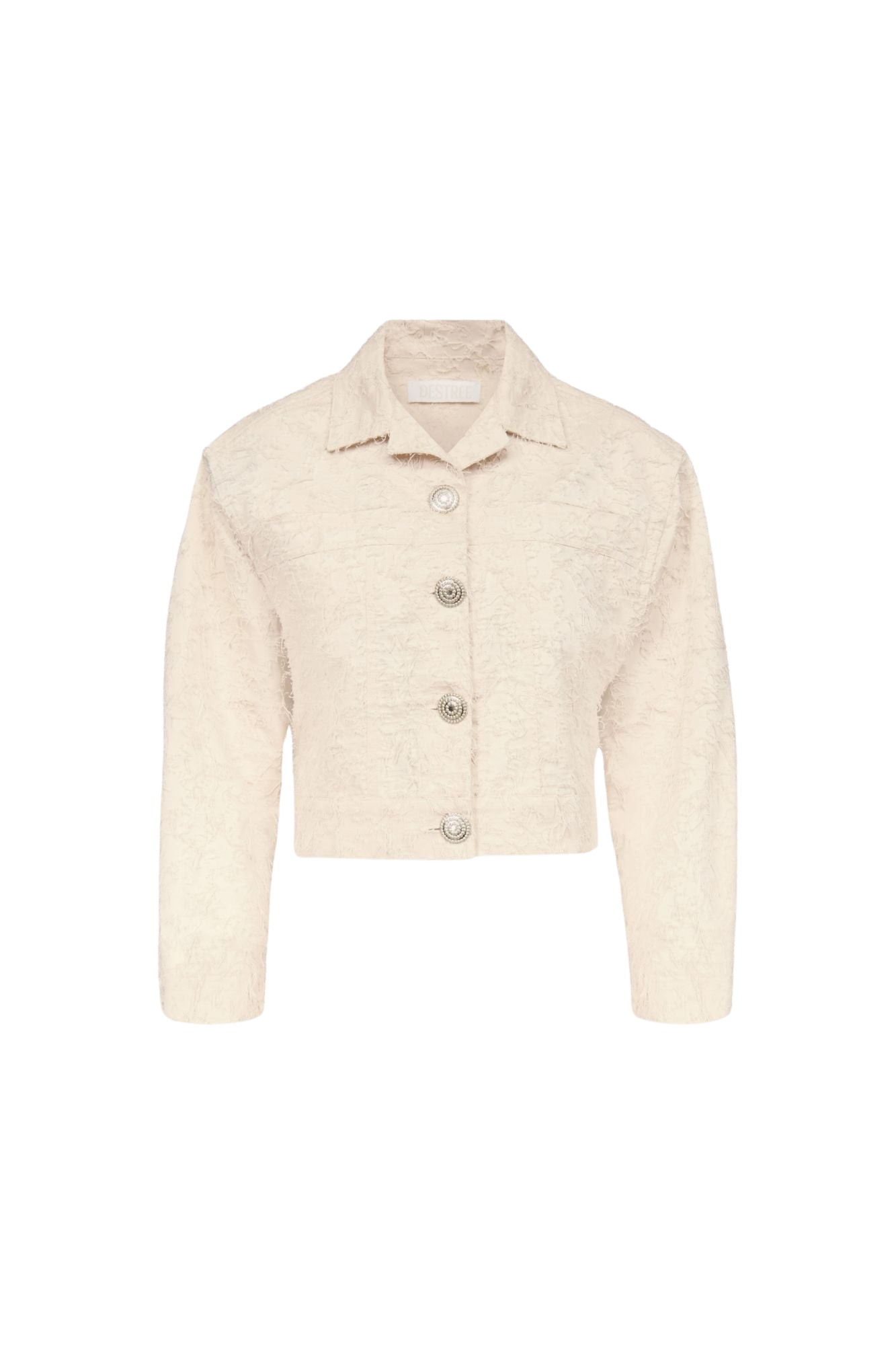 Destree-Ivory-Cropped-Cotton-Jacket-With-Textured-Thread-Finish68771_nobg Destree Ivory Cropped Cotton Jacket With Textured Thread Finish - Destree - Graphic Parisian Fashion - Shop at Luxury Shoes