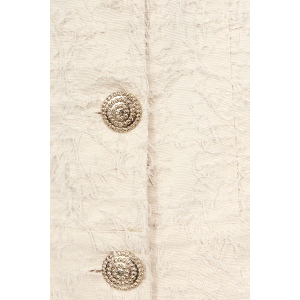 Destree Ivory Textured Mini Dress With Fringed Thread Detail - Destree - Graphic Parisian Fashion - Shop at Luxury Shoes 