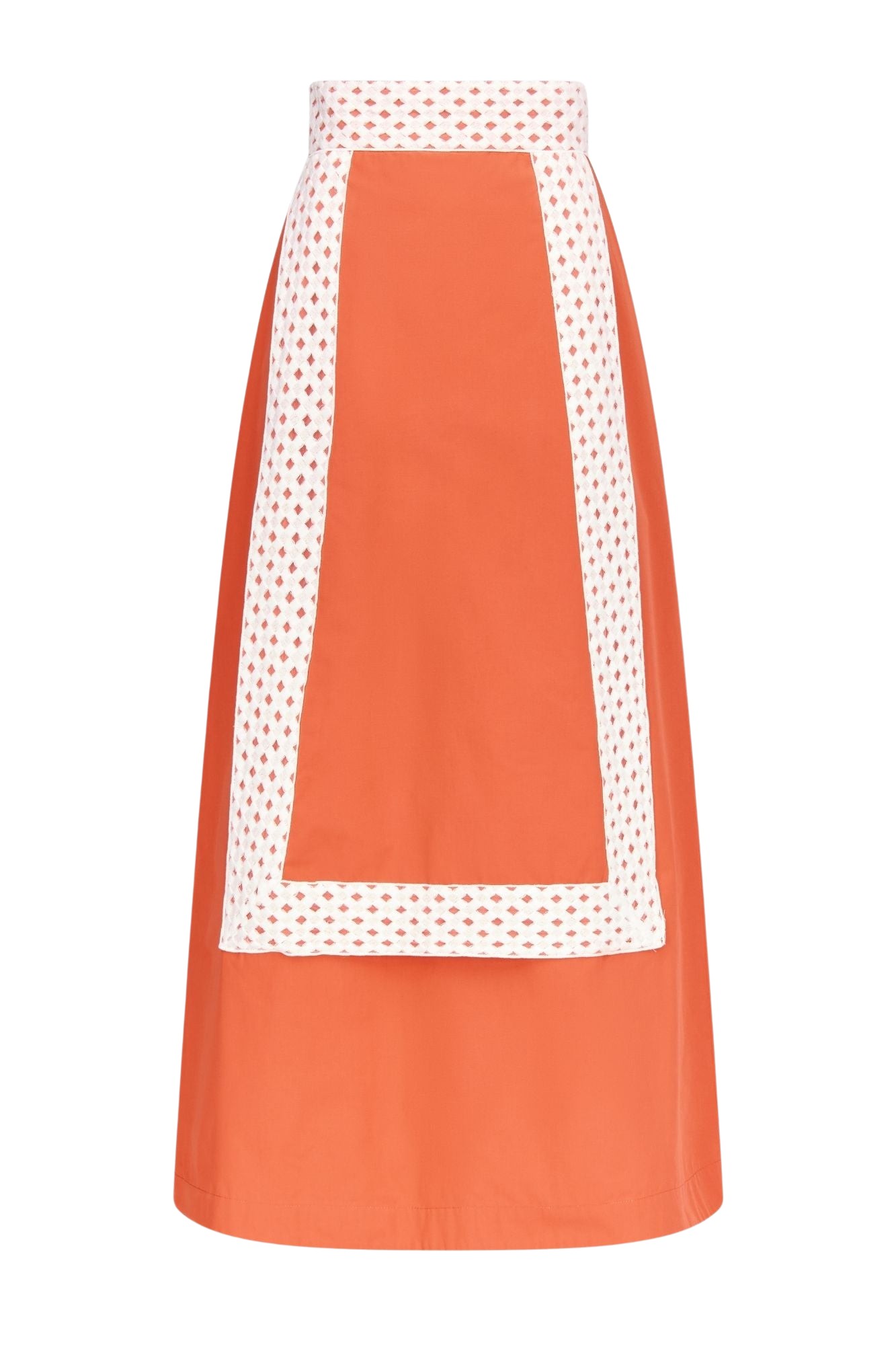Destree-Orange-Cotton-Midi-Skirt-With-Contrast-Ribbon-Detail53404_nobg Destree Orange Cotton Midi Skirt With Contrast Ribbon Detail - Destree - Graphic Parisian Fashion - Shop at Luxury Shoes