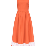 Destree Orange Halter Cotton Maxi Dress With Contrasting Ribbon Hem Detail - Destree - Graphic Parisian Fashion - Shop at Luxury Shoes 