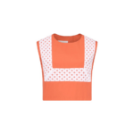 Destree Orange Sleeveless Cropped Cotton Top With Contrast Ribbon - Destree - Graphic Parisian Fashion - Shop at Luxury Shoes 