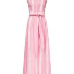 Destree Pink Striped Sleeveless Cotton Maxi Dress With Tie Waist Detail - Destree - Graphic Parisian Fashion - Shop at Luxury Shoes 