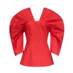 Destree Red Textured Top With Structured Sleeves - Destree - Graphic Parisian Fashion - Shop at Luxury Shoes 