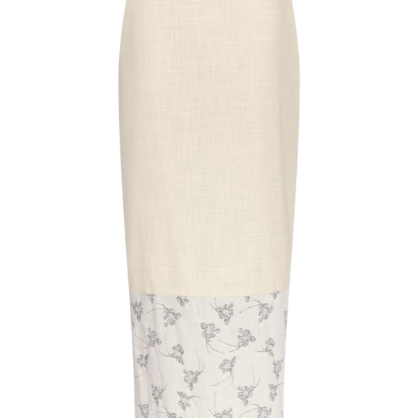 Destree Warm Grey Midi Skirt With Printed Hem - Destree - Graphic Parisian Fashion - Shop at Luxury Shoes 