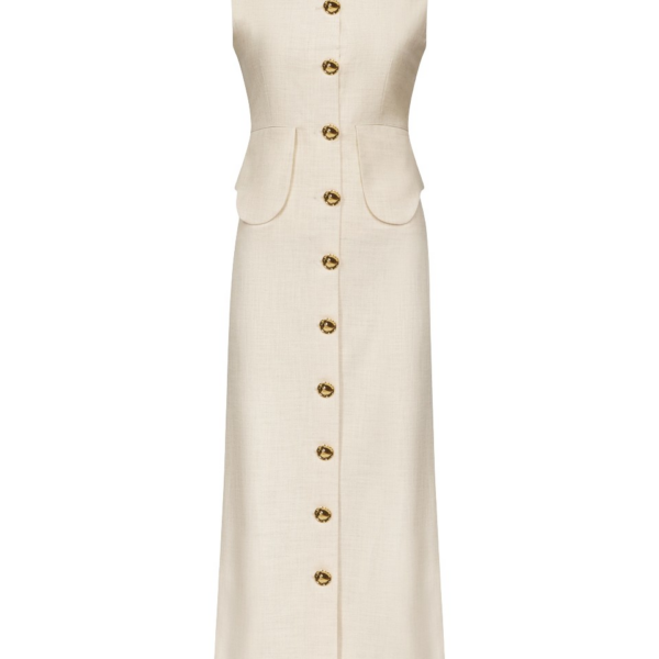 Destree Warm Grey Sleeveless Midi Dress - Destree - Graphic Parisian Fashion - Shop at Luxury Shoes 