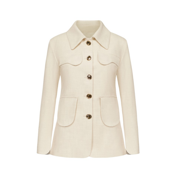 Destree Warm Grey Utility Button-Front Jacket - Destree - Graphic Parisian Fashion - Shop at Luxury Shoes 