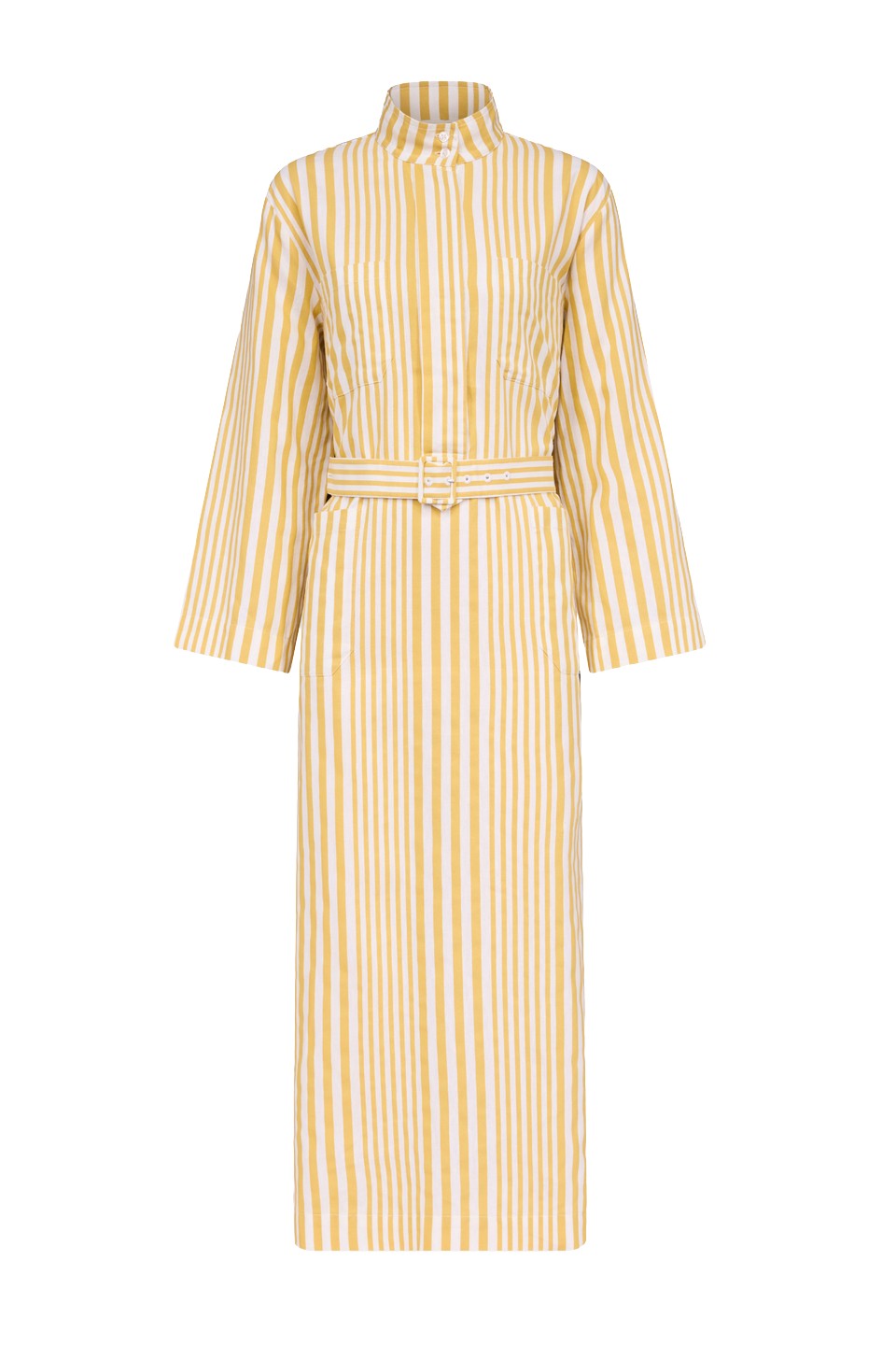 Destree-Yellow-And-White-Striped-Belted-Midi-Dress54652_nobg Destree Yellow And White Striped Belted Midi Dress - Destree - Graphic Parisian Fashion - Shop at Luxury Shoes