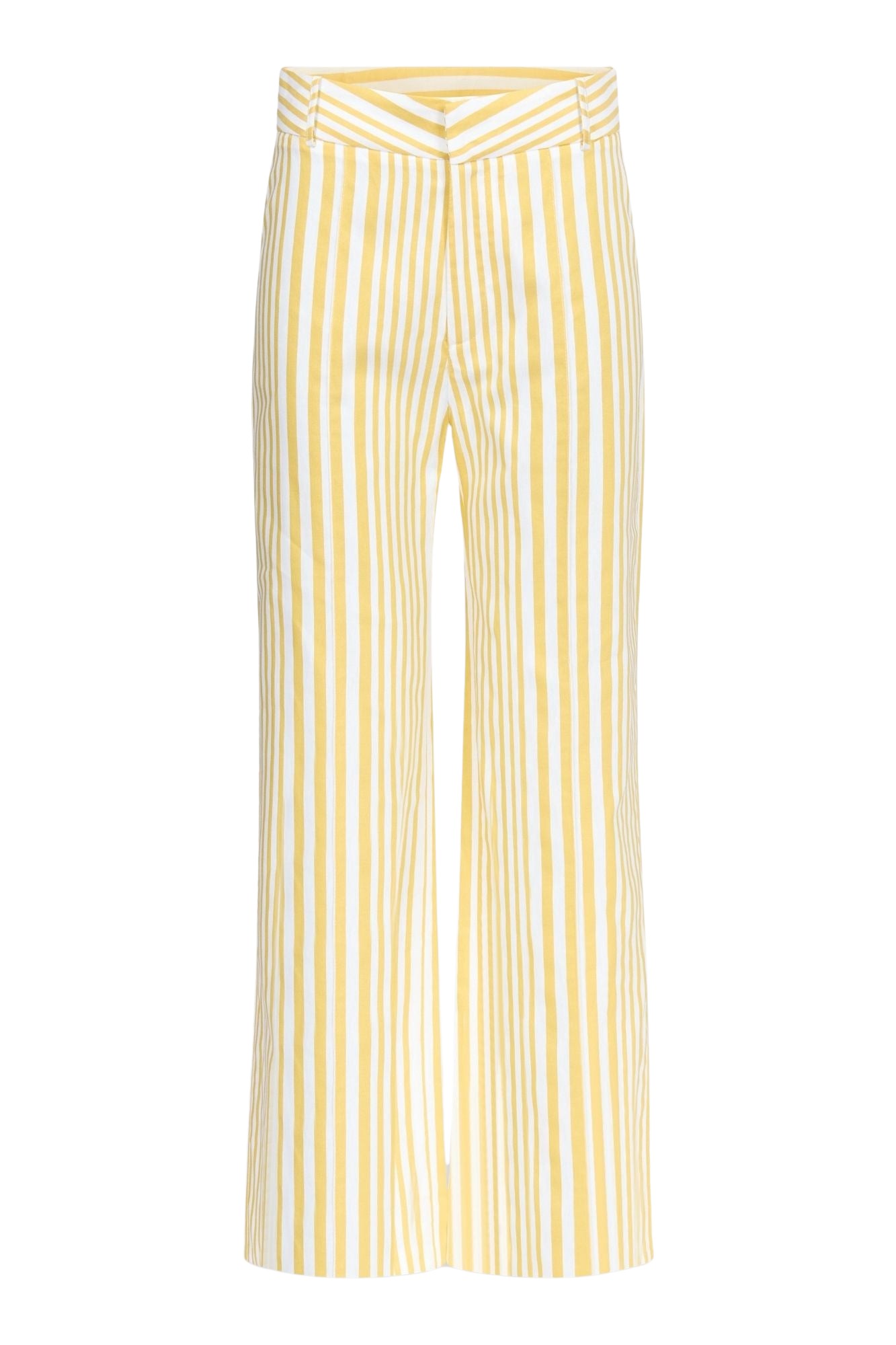 Destree-Yellow-Striped-Wide-Leg-Cotton-Trousers27923_nobg Destree Yellow Striped Wide-Leg Cotton Trousers - Destree - Graphic Parisian Fashion - Shop at Luxury Shoes