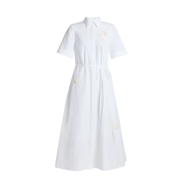 Erdem Embroidered Cotton Poplin Midi Shirt Dress - Dresses - British Romantic Luxury at Luxury Shoes 