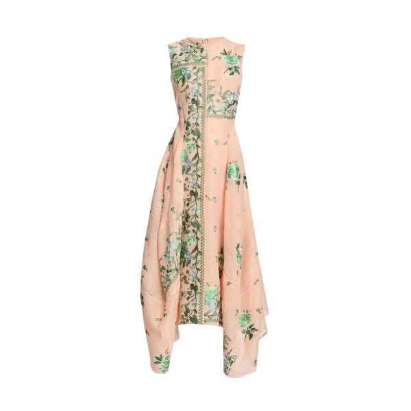 Erdem Embroidered Organza Draped Midi Dress - Dresses - British Romantic Luxury at Luxury Shoes 