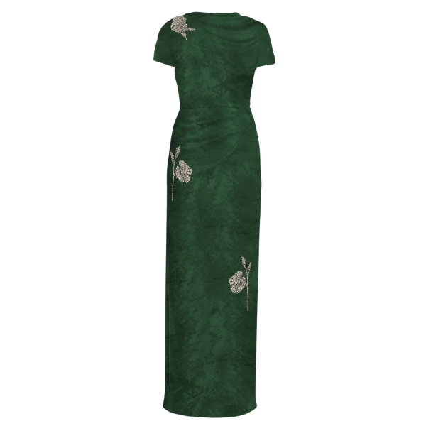 Erdem Embroidered Textured Satin Short Sleeve Gown - Dresses - British Romantic Luxury at Luxury Shoes 