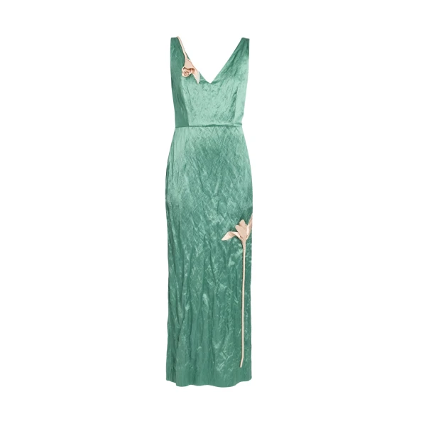 Erdem Embroidered Textured Satin Sleeveless Midi Dress - Dresses - British Romantic Luxury at Luxury Shoes 