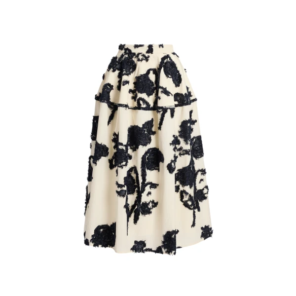 Erdem Fil Coupe Poplin Midi Full Skirt - Skirts - British Romantic Luxury at Luxury Shoes 