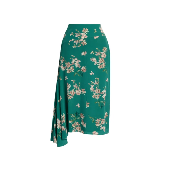 Erdem Floral Crepe De Chine Drape Midi Skirt - Skirts - British Romantic Luxury at Luxury Shoes 