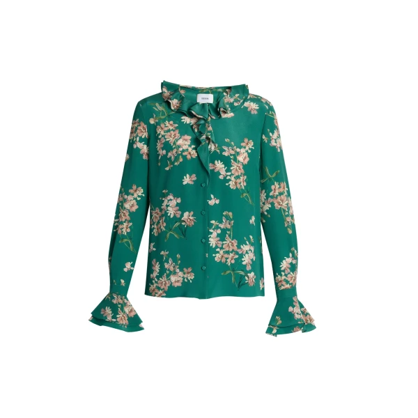 Erdem Floral Crepe De Chine Long Sleeve Shirt - Tops - British Romantic Luxury at Luxury Shoes 